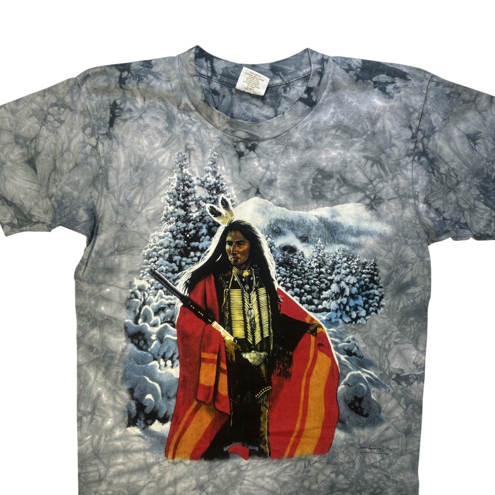 VTG Tennessee River Native American Warrior T Shirt Mens L Single Stitch Tye Dye